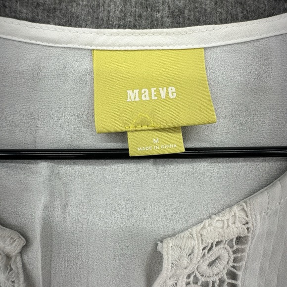 Maeve Anthropologie White Lace Boho Peasant Tunic Blouse M Crochet Tiered‎ - Picture 4 of 7